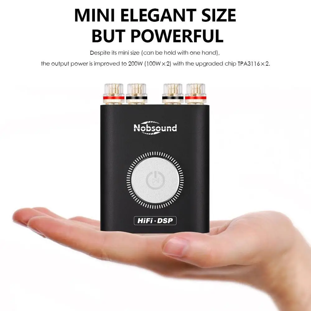 Douk аудио HiFi NS-20G Hifi DSP стерео усилитель для наушников Мини Bluetooth 4,2 TPA3116 цифровой усилитель мощности 200 Вт без адаптера