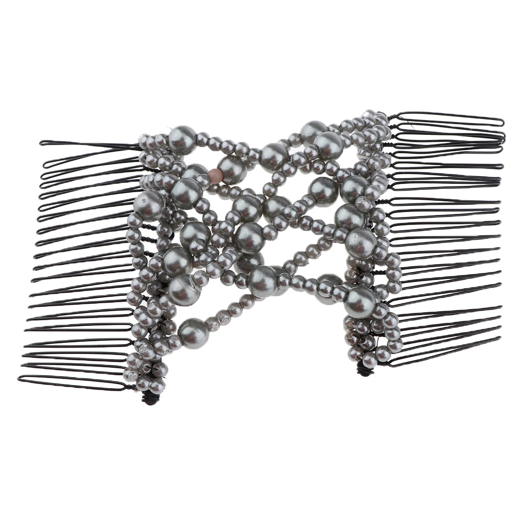 Женские Эластичные двойные Волшебные гребни серые искусственные жемчужины