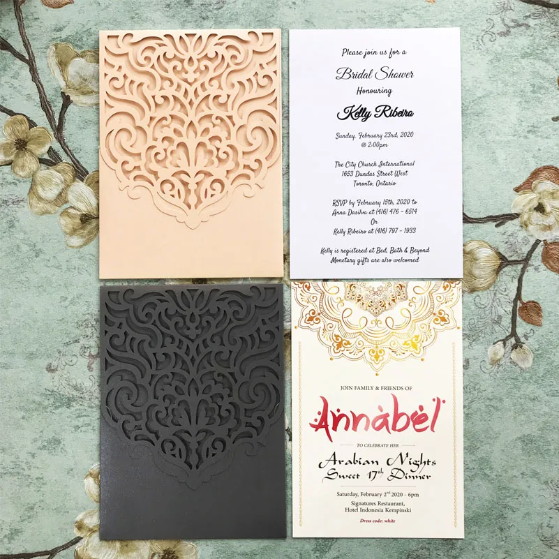 

40pcs/lot Hollow Wedding Invitation Crad Vintage Line Design Birthday Party Business Invitation Card Elegant Style Letter Cover