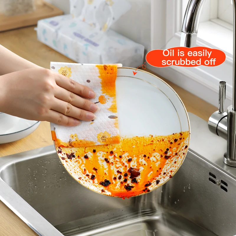 

Kitchen Towel Cleaning Cloths Non-Woven Fabric Lazy Rags Wet and Dry Washable Disposable Dish Paper Towel Cloth