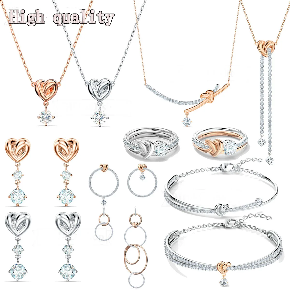 

SWA High Quality Fashion Exquisite Heart-shaped Crystal Pendant Noble Temperament Women's Necklace Romantic Gift