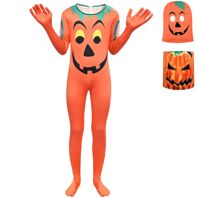 Детский костюм для косплея на Хэллоуин с тыквой мальчиков и девочек комбинезон