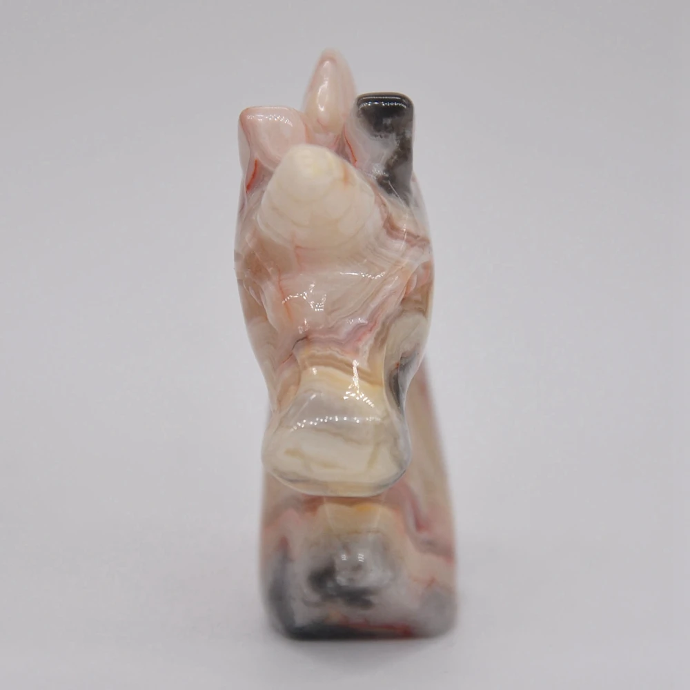 2-Дюймовая статуя единорога сумасшедший Агат натуральный камень резное