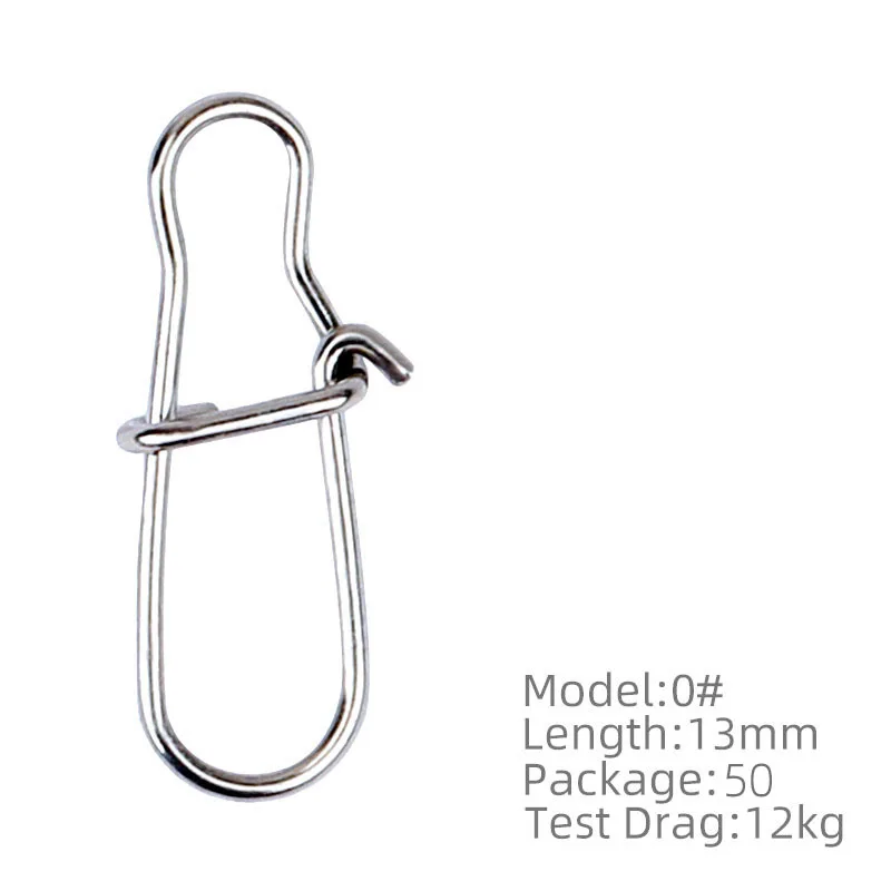 0-13MM-12KG TSURINOYA для рыбалки инструмент оснастки, 50 шт в наборе, Нержавеющая сталь крюк замок оснастки 0#1#2# рыболовные принадлежности безопасности защелки СИЛЬНЫЙ ПЕРЕТАЩИТЕ 12 18 25 кг - Цвет: 0-13MM-12KG