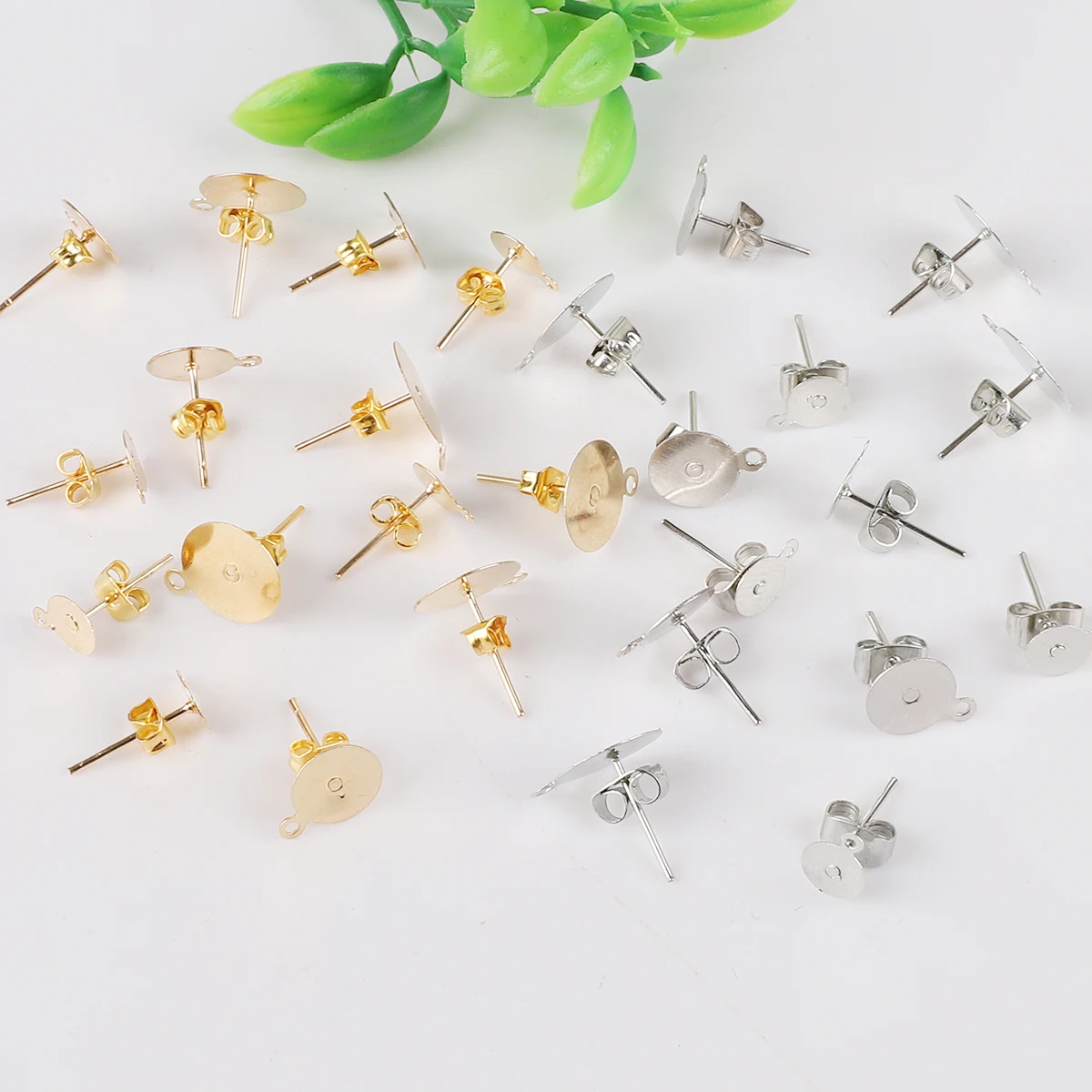 Плоская пустая основа для сережек-гвоздиков с застежкой сережек принадлежности