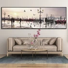 Женская картина маслом и Парижа, постер с принтом города, Большая Картина на холсте, настенное искусство, настенные картины для гостиной