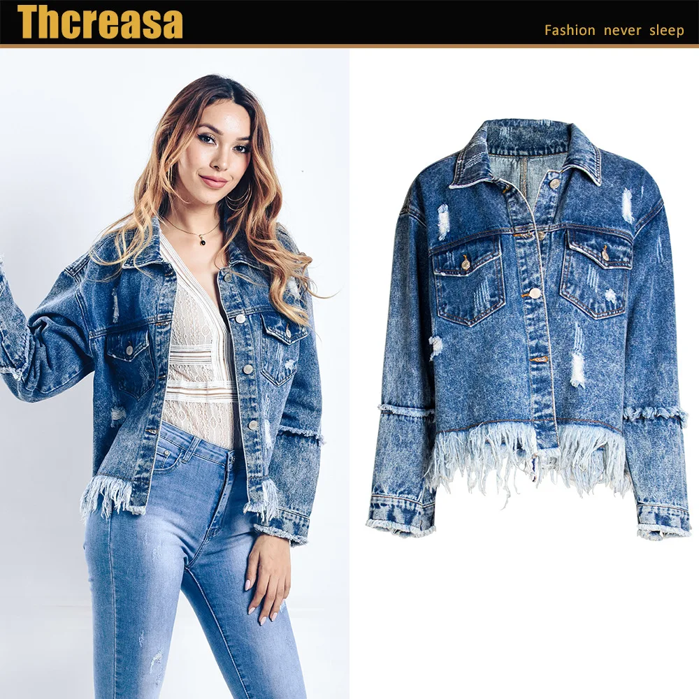 Джинсовая женская Европейская и американская свободная джинсовая куртка BF Wind Su
