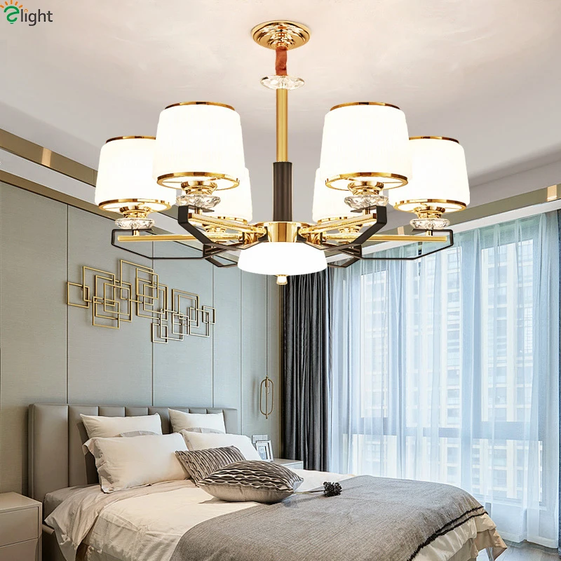 

Modern Gold Black Metal Led Chandeliers Lighting Glass Living Room Led Pendant Chandelier Lights Bedroom Hanging Lamp Fixtures