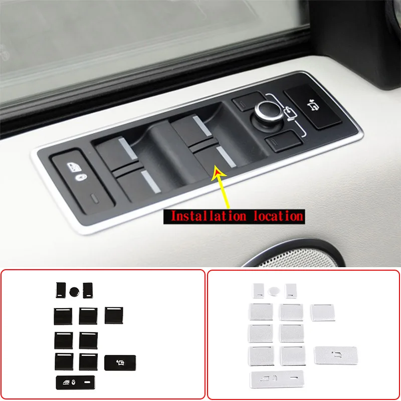 

For Land Rover Range Rover Vogue 2013-17 Alloy Silver Car Door Glass Lift Button Decoration Sticker Car Interior Accessories