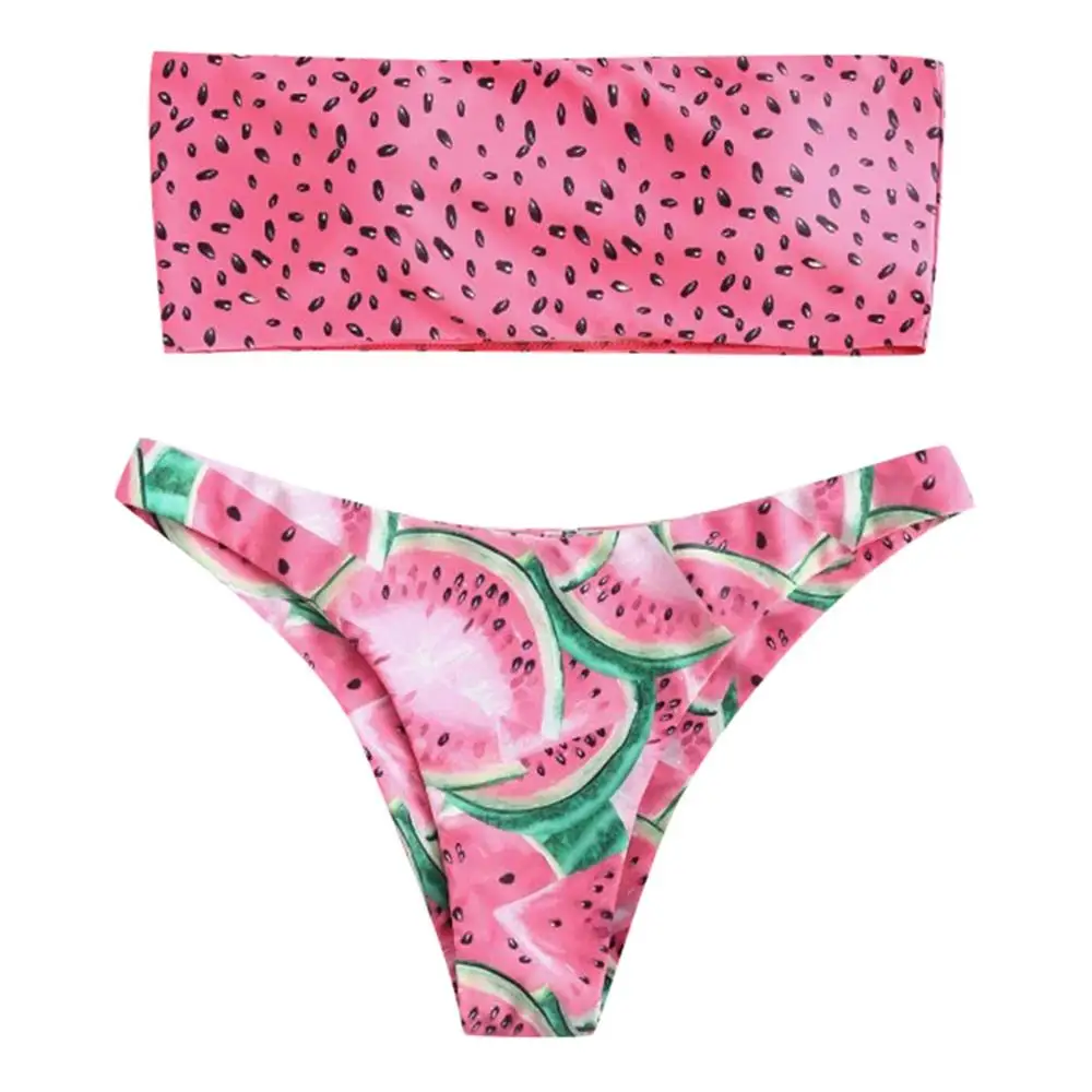 

Sexy watermelon print bikini Women Print Tube up Two Pieces Bikini Summer beach wear bathing suit new