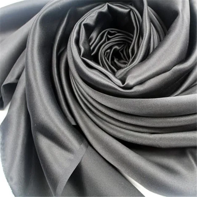 18 dark Шелковая атласная ткань 16momme 114 см 44 дюйма сплошной цвет тутового натурального чистого материала шелк Шармез ткань для женского платья - Цвет: 18 dark