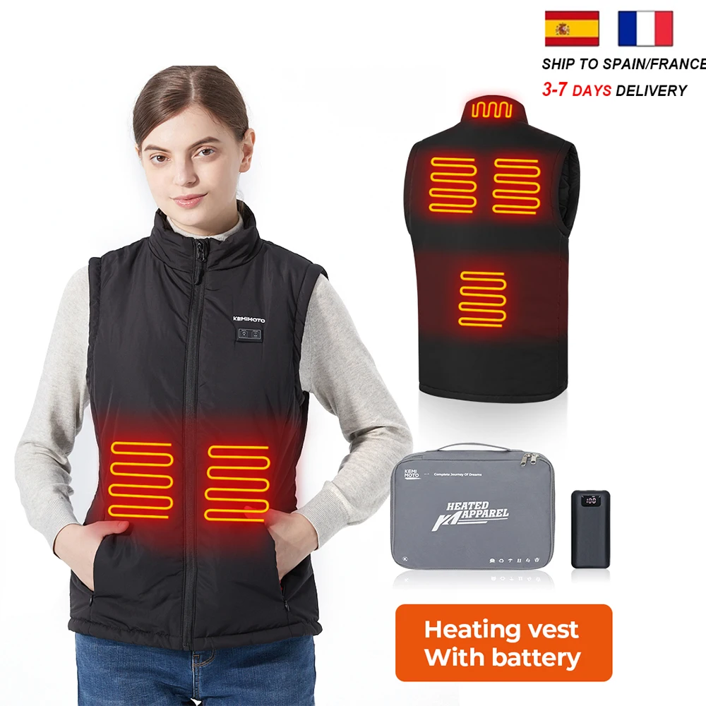 Chaleco calefactor eléctrico para motocicleta, chaqueta de invierno con batería recargable por USB, ajustable, para esquí, senderismo y montar