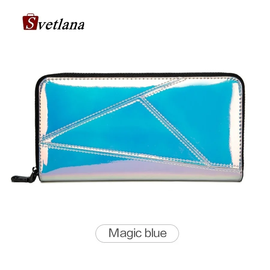 Голографический женский кошелек длинный из искусственной кожи