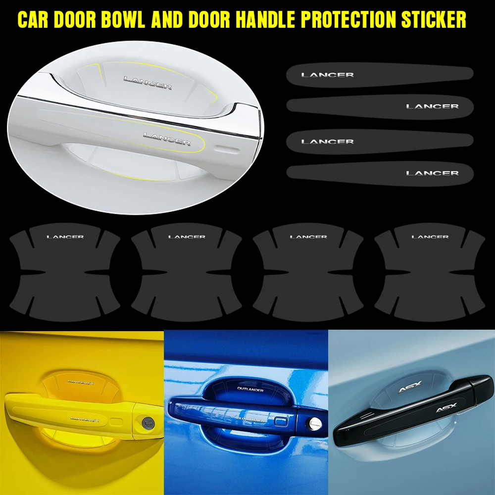 

8PCS Transparent Car Styling Bowl Door Handle Stickers For Mitsubishi Ralliart Lancer Lancer EX Outlander ASX Competition