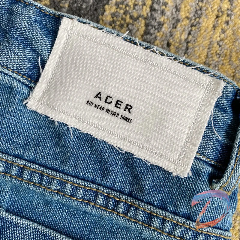 

Men's Women's Adererror Jeans High Quality Embroidery Tassels Asymmetric Waist Damaged Trousers Adererror Trend Wild Loose Pants