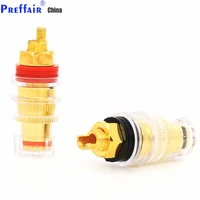 4pcs brass gold plated 4mm banana plug terminal binding post for speaker amplifier high quality red and black