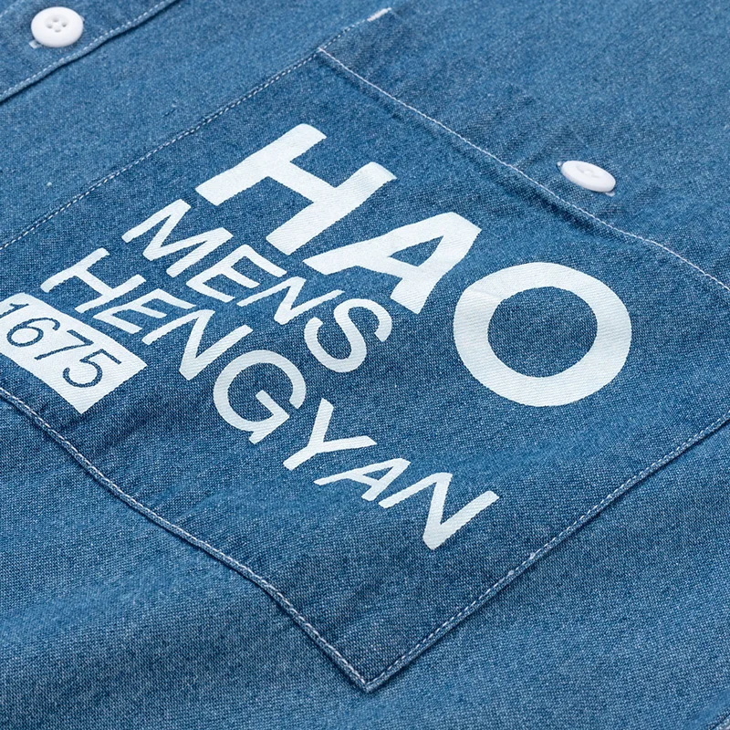 Джинсовая рубашка для мужчин Модная хлопковая джинсовая облегающая ковбойская с