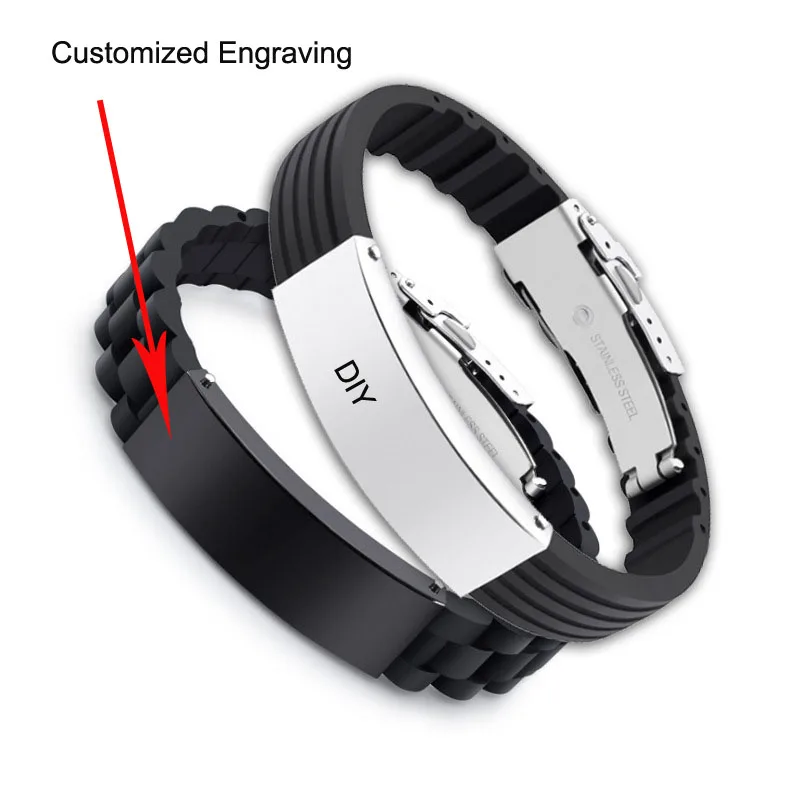 Заказной силиконовый браслет для мужчин мальчик ребенок гравировка DIY