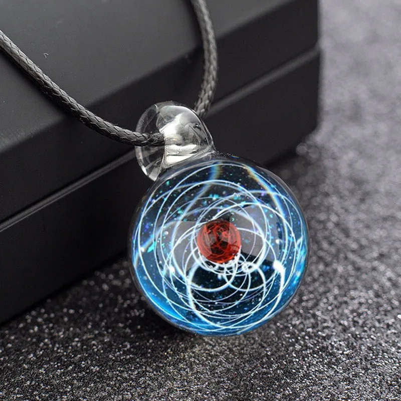 Fashion Handmade Glass Ball Space Universe Necklace For Women Galaxy Solar System Pendant Necklace Women Jewelry Gift MD-01