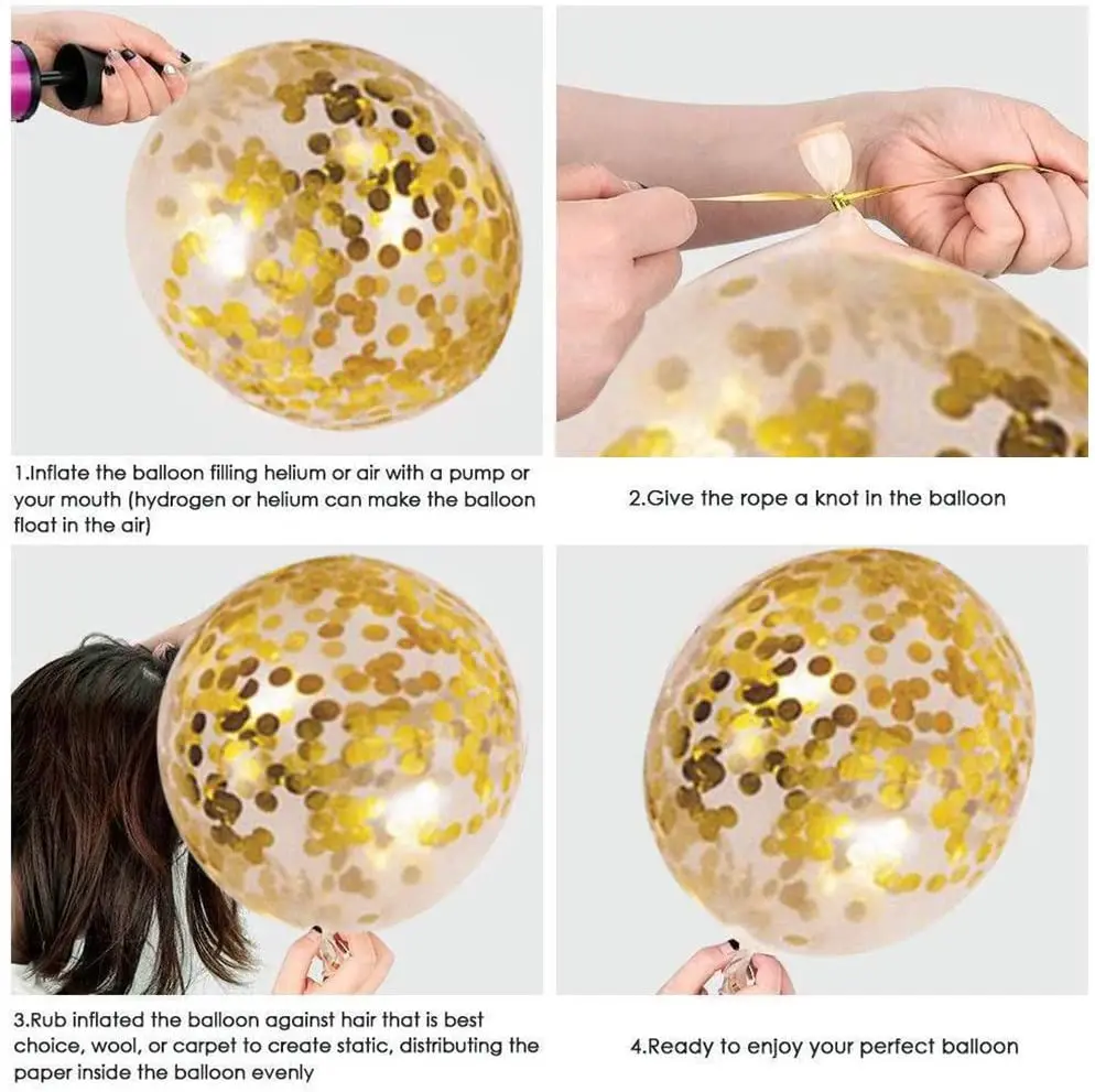 50 упаковок золотые белые черные шары с конфетти | Дом и сад