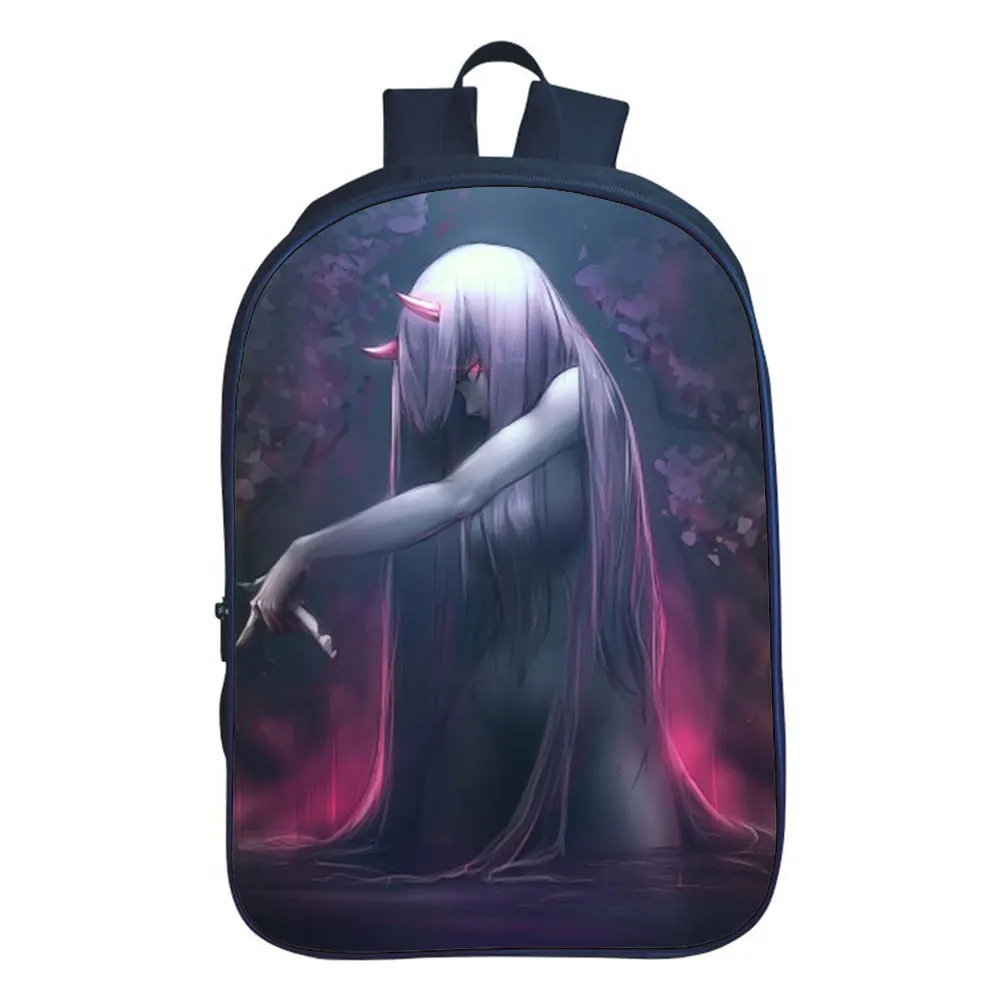 

Zero Two Anime Backpack Boy School Bag Teenager Backpacks Darling In The Franxx College Style Travel Double-layer Backpack