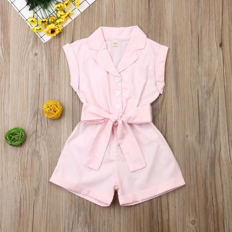 

1-6Years Toddler Kid Girl Sleeveless Bow Jumpsuit Solid Romper Summer Playsuit Outfit Kid Girls Costumes Clothes