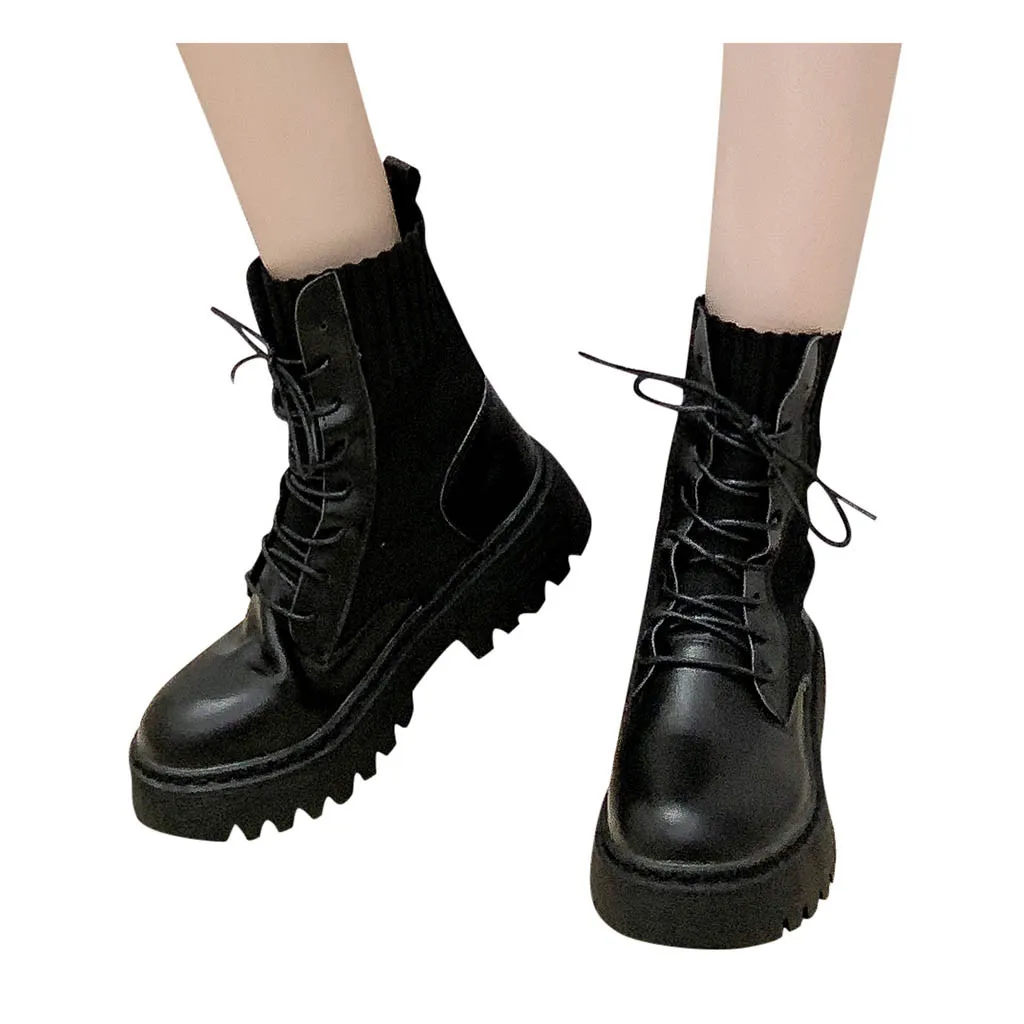 Женские ботинки martin модные короткие ботильоны на плоской подошве с круглым