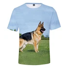 Футболка с 3D принтом немецкой овчарки для мужчин и женщин, милая одежда с собакой, Молодежная летняя модная футболка с немецкой овчаркой