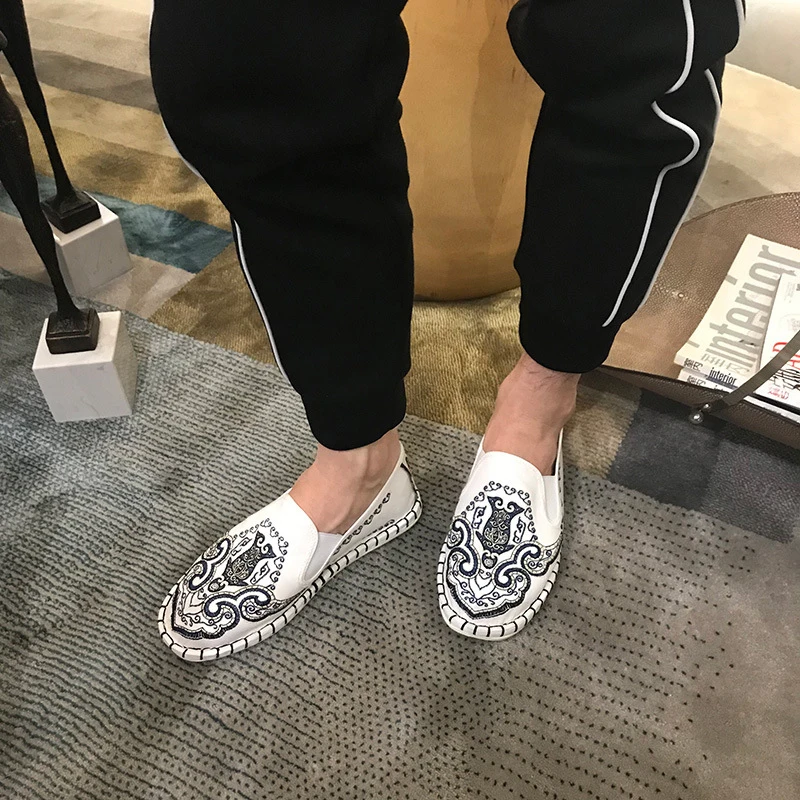 Парусиновая Мужская Вулканизированная обувь Harajuku Мужские эспадрильи Лоферы