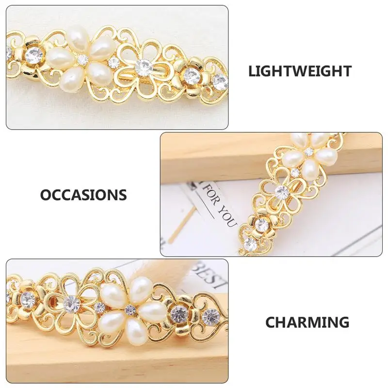 

4pcs Woman Pearl Hair Clip Fashion Rhinestone Hairpin Girls Hair Accessories