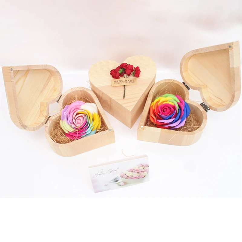 Светящееся мыло роза с деревянной коробкой имитация вечности цветок Радуга день