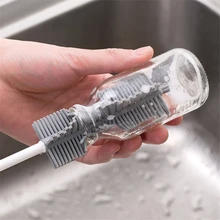 Silicone Cup Brush Kitchen Cleaning Tools Long Handle Drink Wineglass Bottle Glass Cup Washing Cleaning Sponge Brushes Cleaner