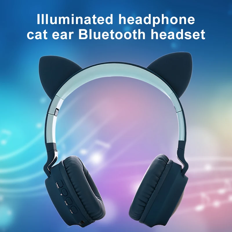 Teamyo Bluetooth 5,0 стерео кошачьи наушники детские наушники мигающий светящийся наушник с микрофоном