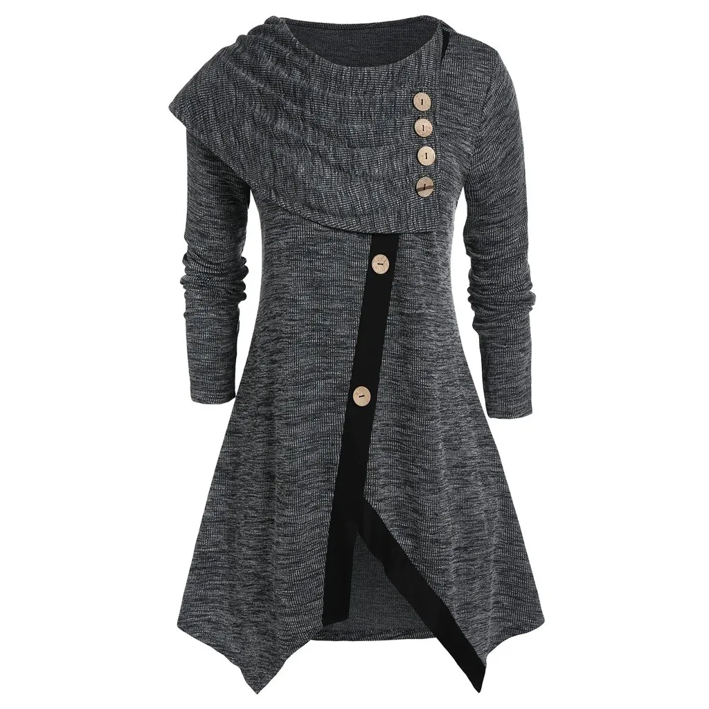 Плюс размер 5XL модная необычная блузка Повседневная зимняя Женская туника с