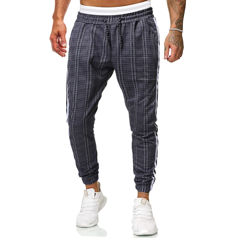 

plaid pants men fashion Hip hop joggers streetwear sweatpants for men harem pants men Casual stripe trousers men checked pants