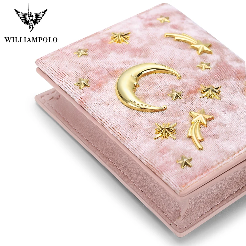 Новинка года. Брендовый женский кошелек от бренда WILLIAMPOLO. Бархатный мини-кошелек звездного дизайна. Тонкий кошелек. Модный кошелек на молнии для монет
