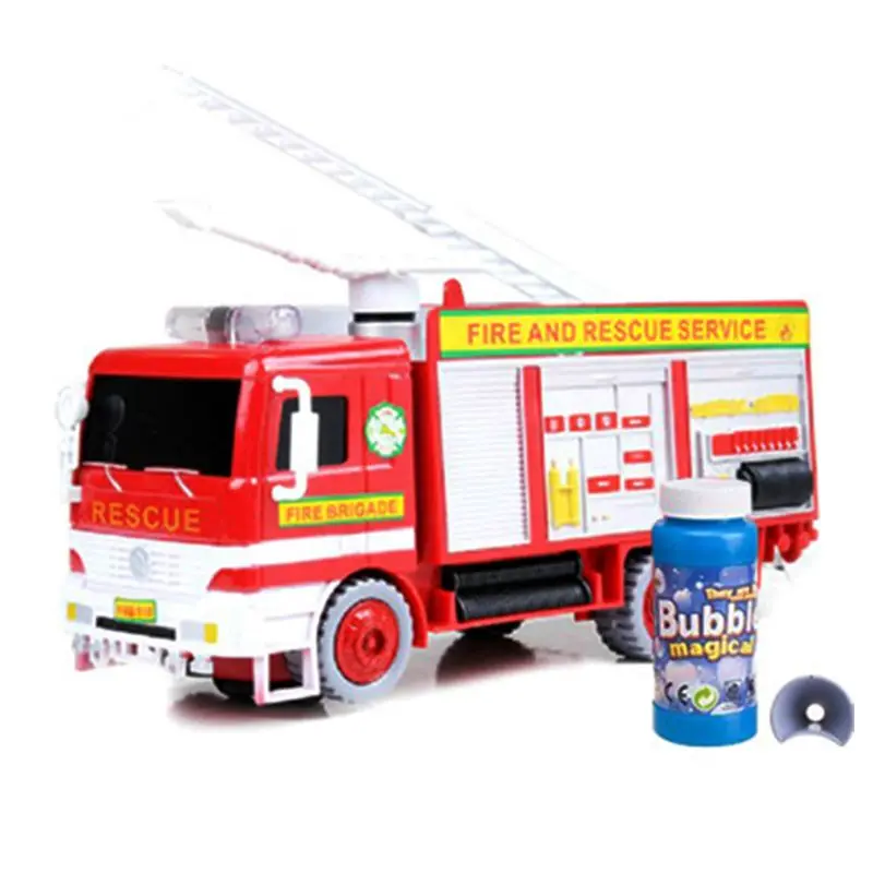 

Fire Engine Truck Toy Bubble Machine Lights & Sounds Electric Firefighting Blowing Model Car