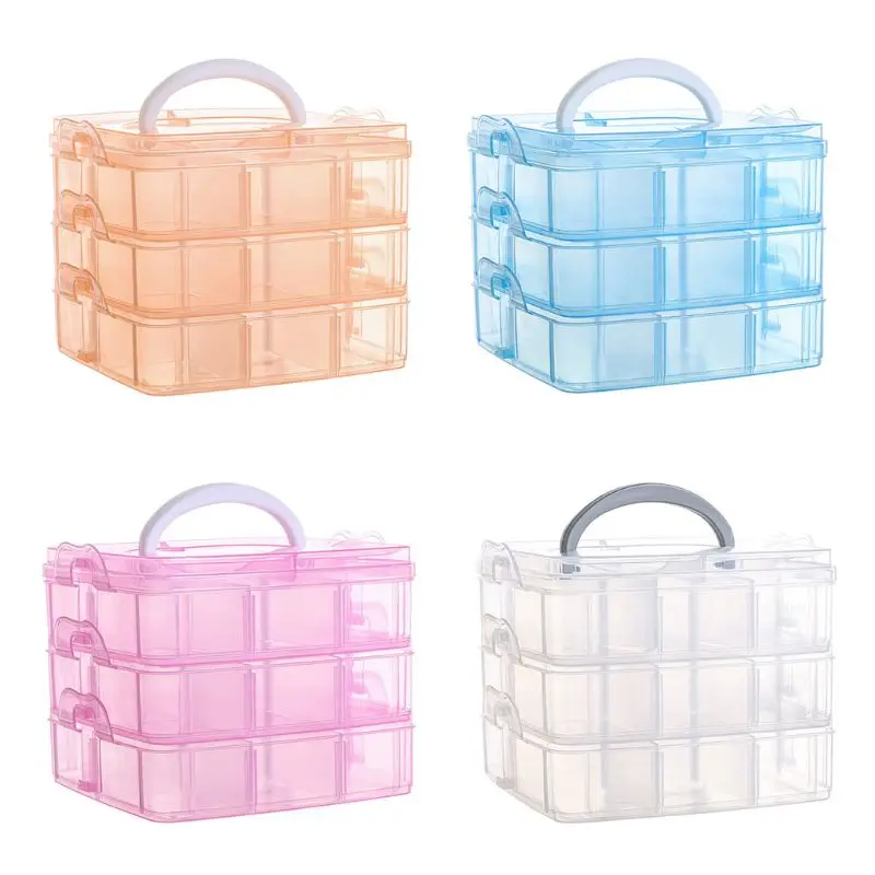 

Transparent Portable Large Jewelry Organizer Removable Grids Jewelry Storage Rings Necklaces Box Container Case Display