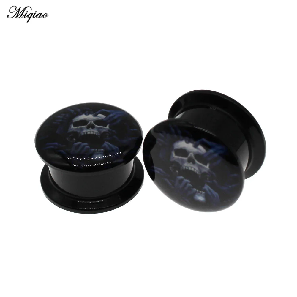 

Miqiao 2pcs Popular Personality Horror Skull Ear Expander Acrylic Ear Expander 6mm-25mm Body Piercing Accessories