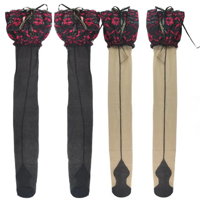 Sale Free Size Flower Sexy Heel Back Socks Elastic Wide Comfortable Punk Lace Silicone High Sock 1 Pair | Женская одежда