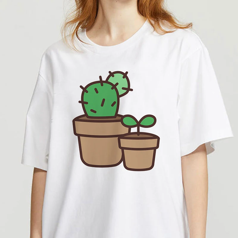 

Funny Cactus Print T-shirt Women's T-shirt Fashion Female Tee Top Graphic Female T shirts Clothing Camisas Mujer