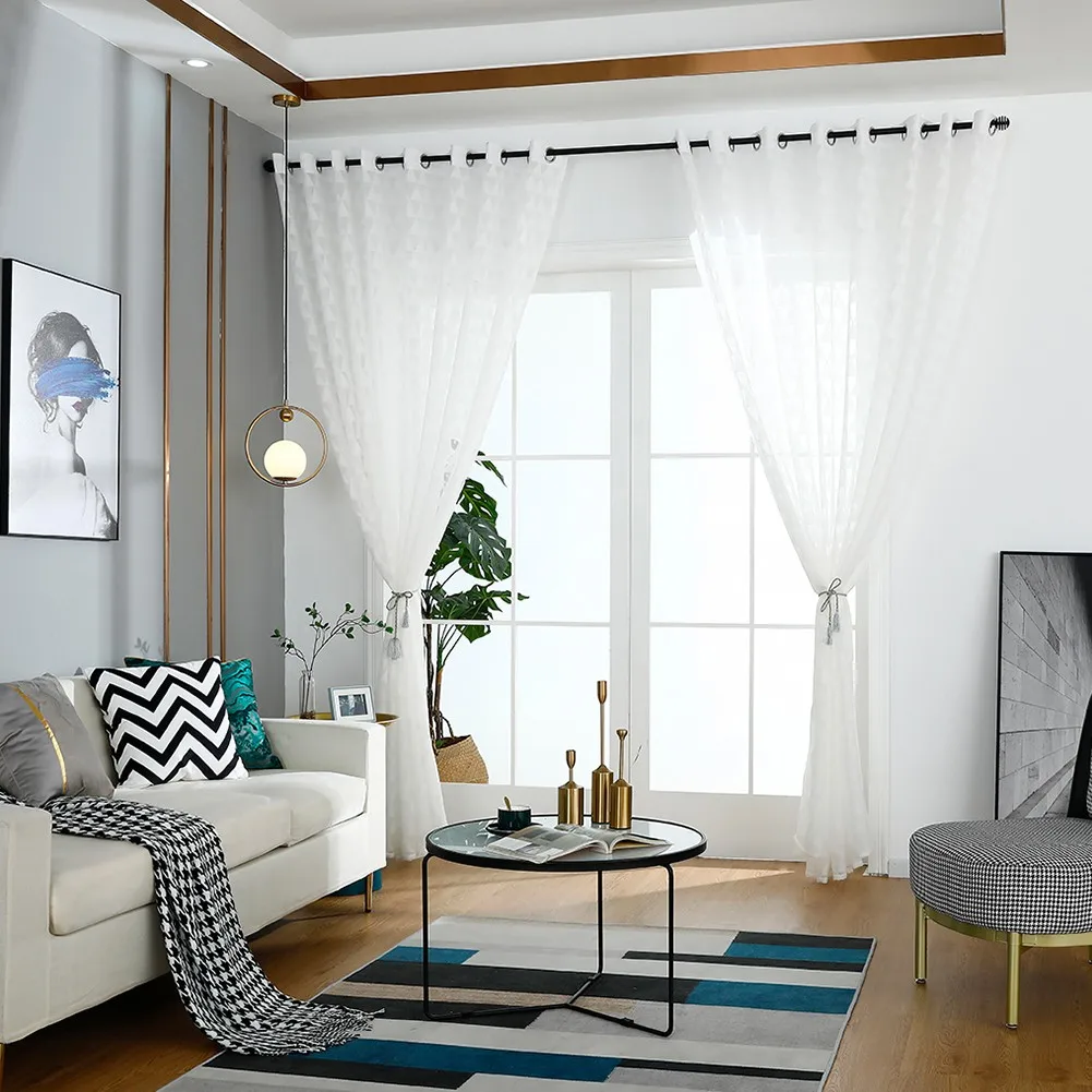 

Sheer Curtains For Living Room Bedroom Tulle Kitchen Solid Gauze Curtain Window Treatment Home Decor Finished Panels Blind