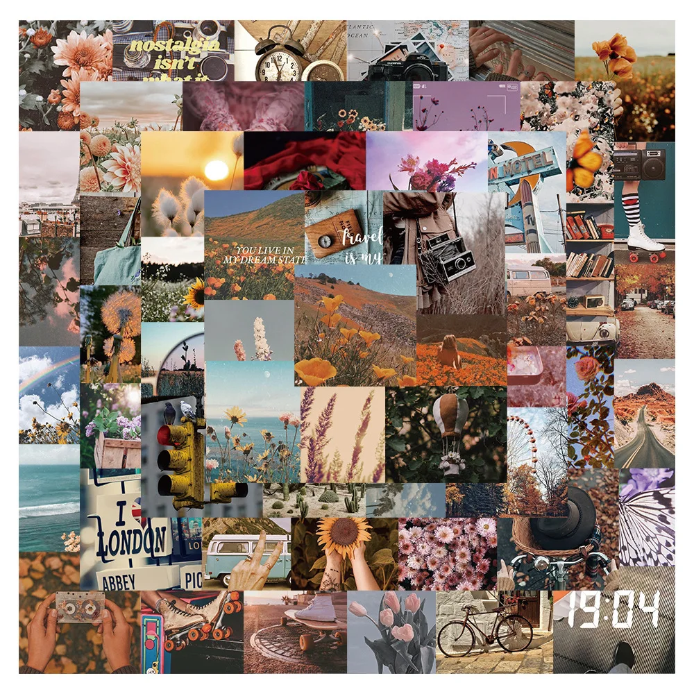 

56PCS Outdoor Hills Scenery PVC Graffiti Sticker Phone Aesthetic Decoracion Scrapbooking Accessories Kawaii Child Sticker Flakes