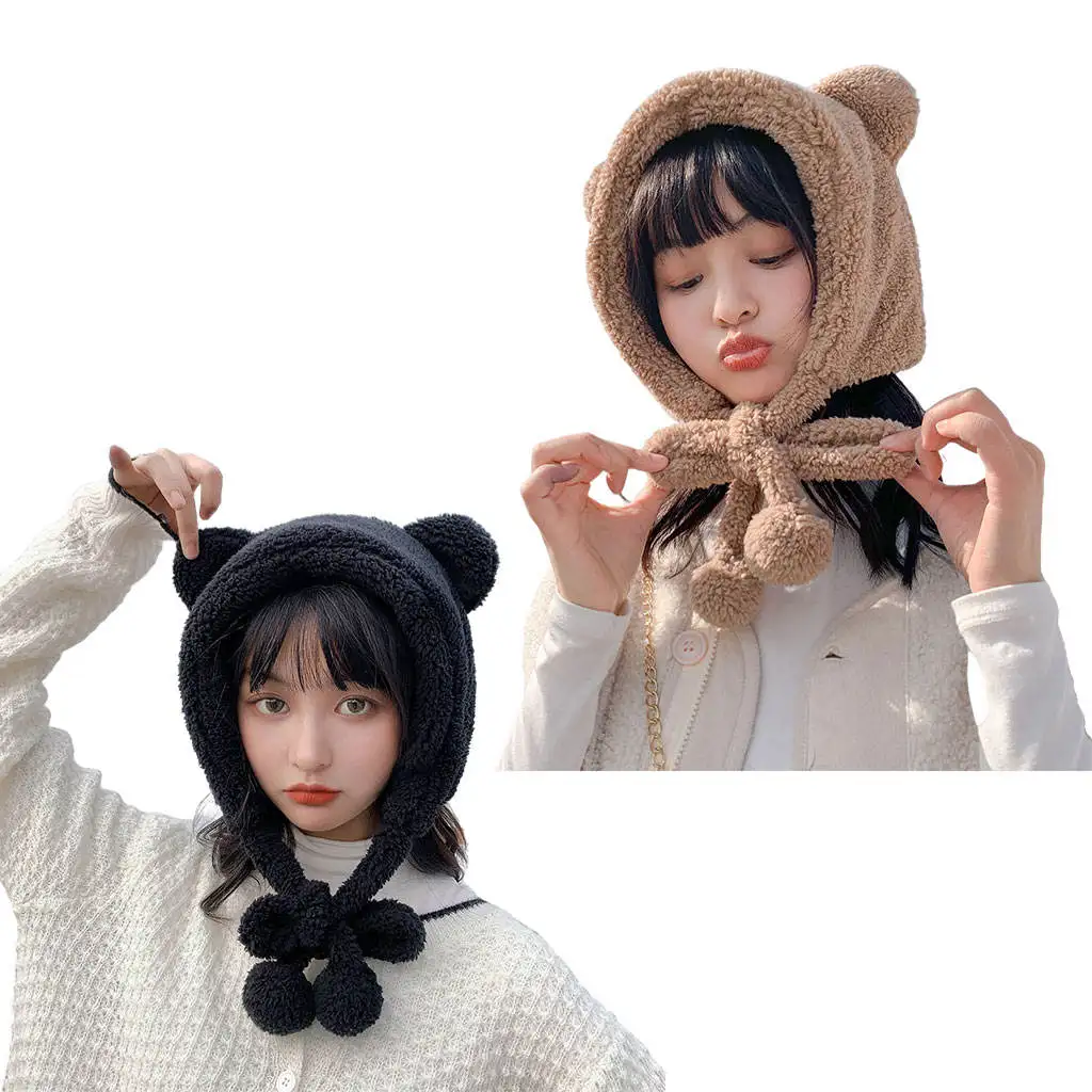 

Fashion Bear Ear Hat Cute Keep Warm Kawaii Present Windproof Cartoon Casual Soft Fun for Cosplay Outdoor Photo Props Kids Adult