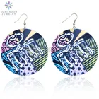 SOMESOOR винтажные Африканские Этнические деревянные серьги-подвески с принтом в виде гребня, афро богемные искусства, дизайнерские подвески для ушей, подарки для женщин