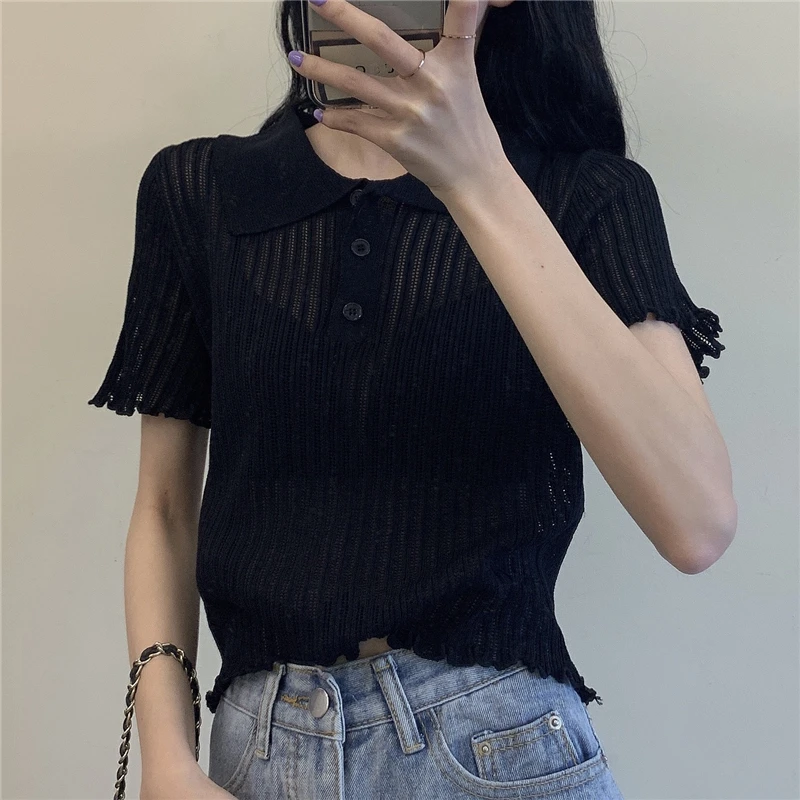 Женская летняя рубашка-поло женские шорты с коротким рукавом белый однотонный