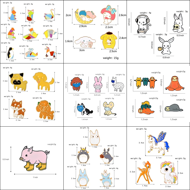 3-9 шт./компл. мультфильм эмалированная брошь с животным Кот котенок собака