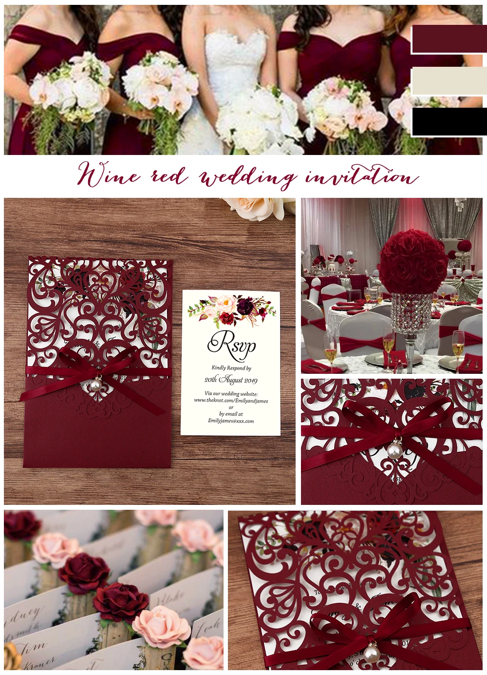 Новое поступление горизонтальные свадебные приглашения с лазерной гравировкой