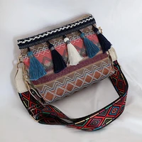 no htb 17 ethnic style young girl tassel woven bagone shoulder cross body shopping bag