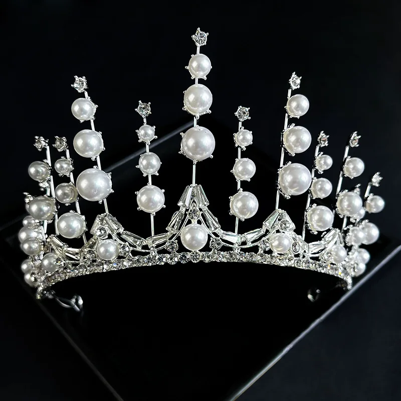 

Baroque Bridal Crown Pearl High-end Hairband Female Rhinestone Princess Tiaras Wedding Hair Jewelry Accessories HQ0176